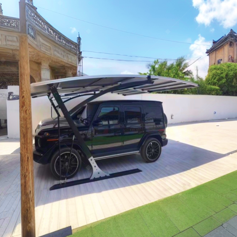 Vente chaude Brightway Solaire Solar High-Quality Imperping Aluminium PV Carport System Sobre de stationnement solaire double voiture simple avec montage PV