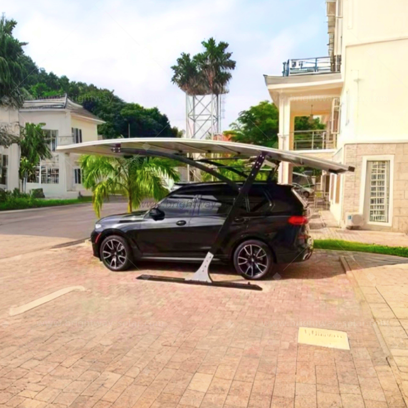 Vente chaude Brightway Solaire Solar High-Quality Imperping Aluminium PV Carport System Sobre de stationnement solaire double voiture simple avec montage PV