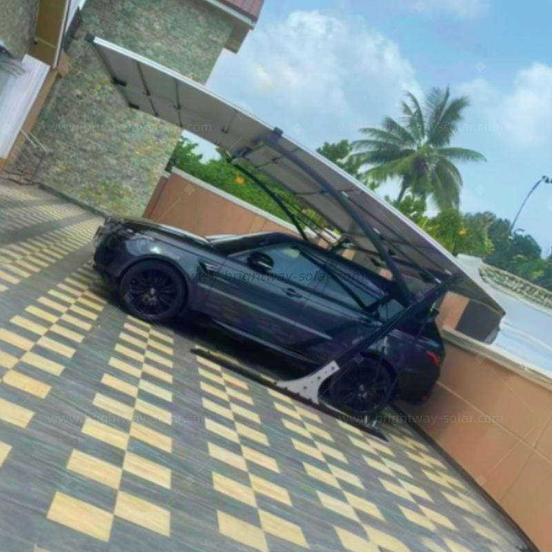 Vente chaude Brightway Solaire Solar High-Quality Imperping Aluminium PV Carport System Sobre de stationnement solaire double voiture simple avec montage PV